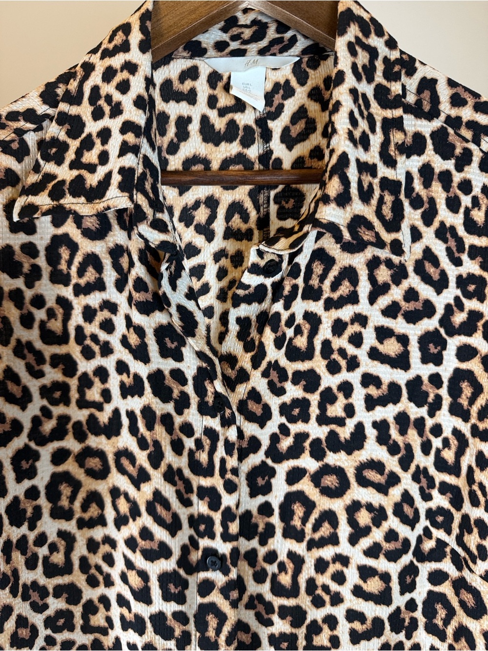 H&M Long Sleeve Leopard Print Shirt Dress | Size L - Picture 4 of 11